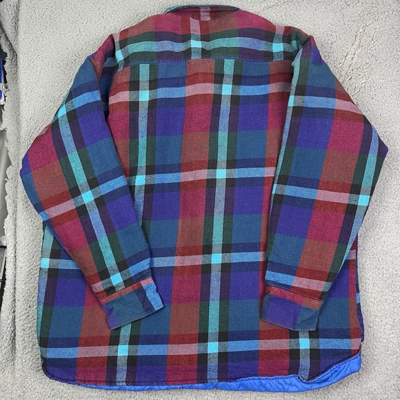 Vintage 90s Exit Zero Shacket Plaid Shirt Jacket Red Blue Green Button Up 3XL‎ - Picture 2 of 10